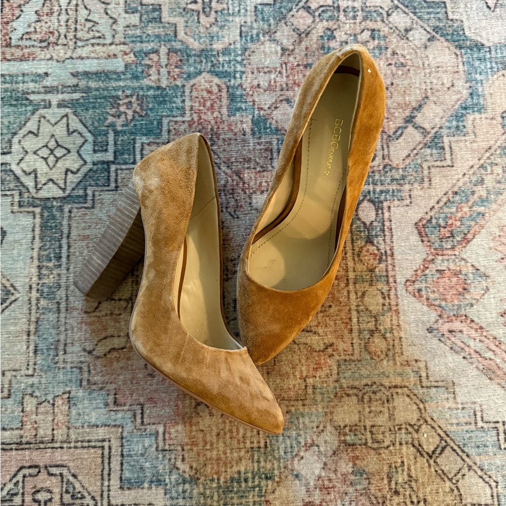 BCBGeneration Tan Suede Stiletto Heels